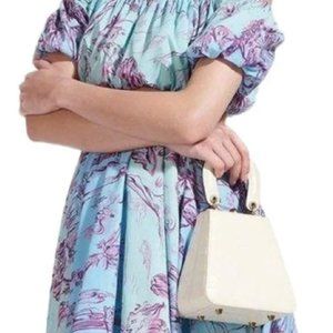 *NWT* STAUD Kenny Cream Croc Embossed Leather Top Handle Bag